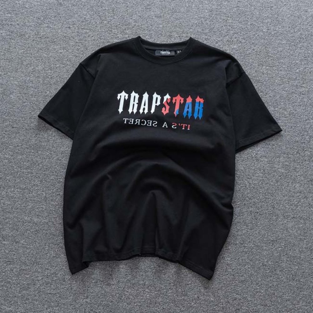 Trapstar Classic Tricolor Letter Logo Print Short Sleeves Black